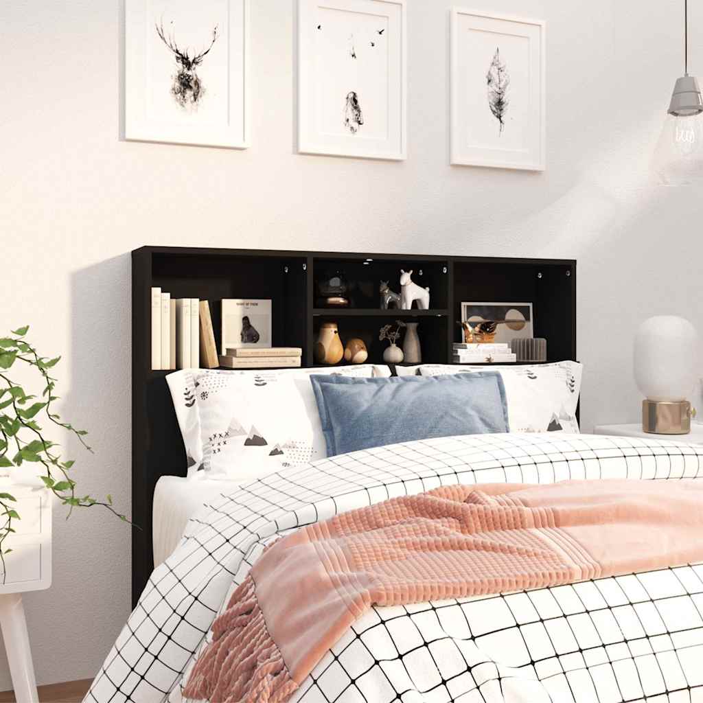 Headboard Cabinet | Black | Engineered Wood | Medium | Headboard Cabinet