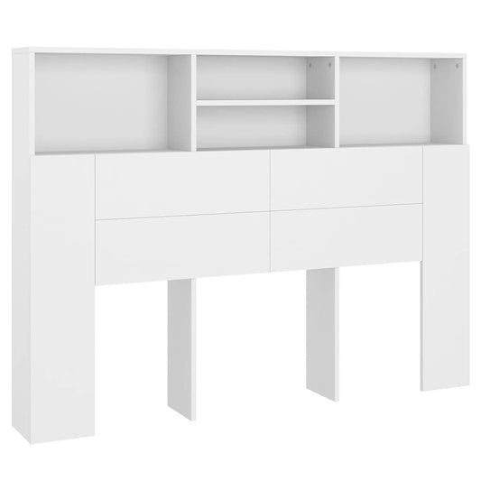 Headboard Cabinet | White | Engineered wood | 140 cm wide | Bed Headboard