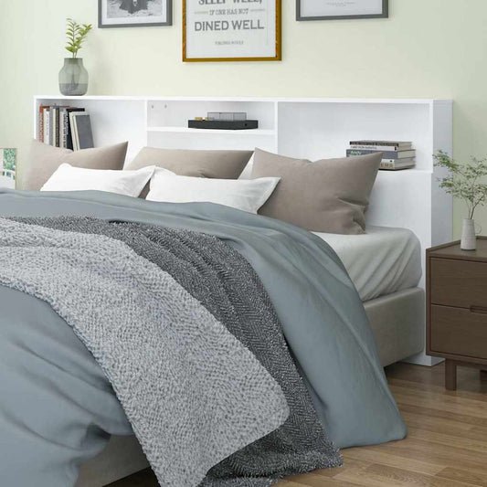 Headboard Cabinet White 220x19x101.5 cm