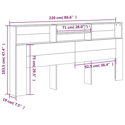 Headboard Cabinet Concrete Grey 220x19x103.5 cm