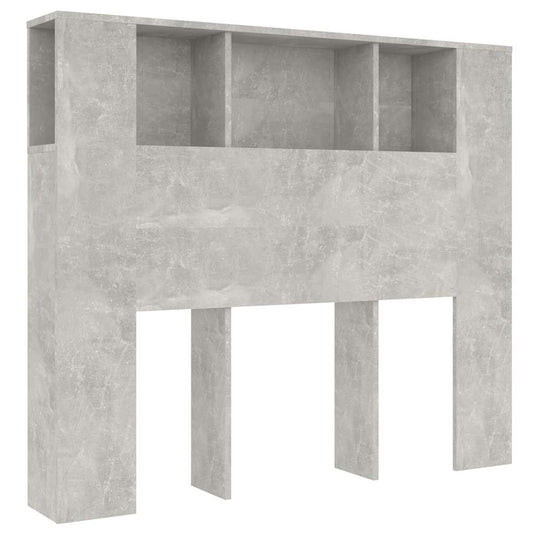 Headboard Cabinet | Concrete grey | Engineered wood | Medium