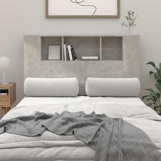 Headboard Cabinet | Concrete grey | Engineered wood | Medium