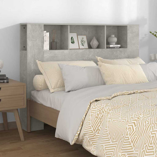 Headboard Cabinet | Concrete Grey | Engineered wood | Medium