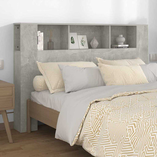 Headboard Cabinet | Concrete grey | Engineered wood | Large | Shelving