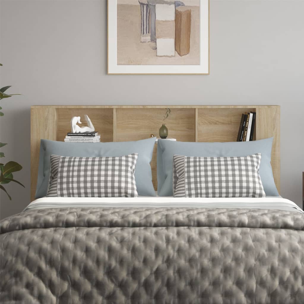 Headboard Cabinet | Sonoma oak | Engineered wood | Full