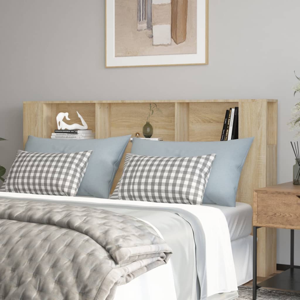 Headboard Cabinet | Sonoma oak | Engineered wood | Full