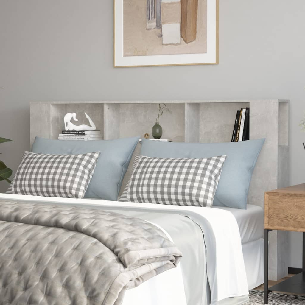 Headboard Cabinet | Concrete Grey | Engineered Wood | Large