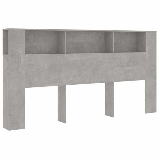 Headboard Cabinet | Concrete grey | Engineered wood | Large