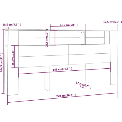Headboard Cabinet Sonoma Oak 220x18.5x104.5 cm