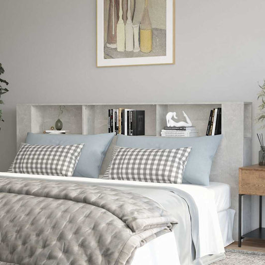 Headboard Cabinet | Concrete Grey | Engineered wood | Large