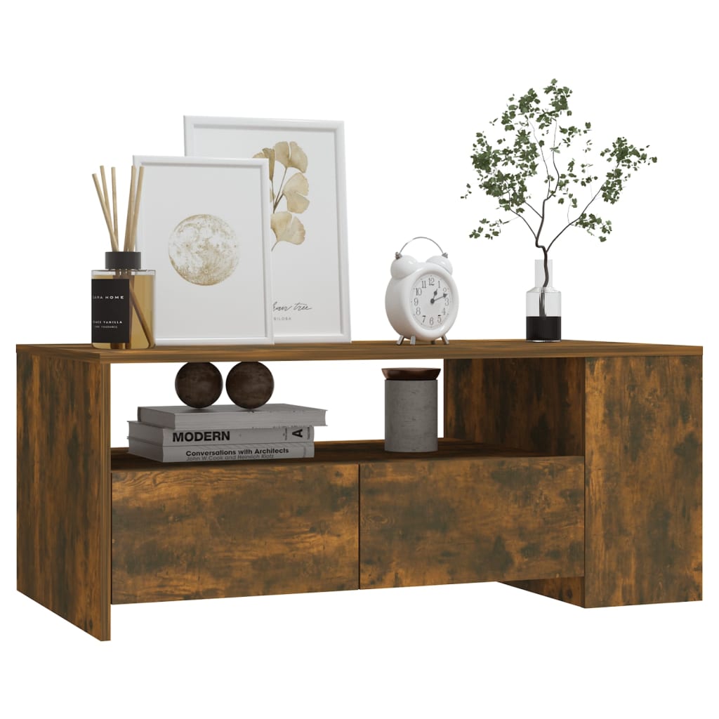 Coffee Table Smoked Oak 102x55x42 cm Engineered Wood