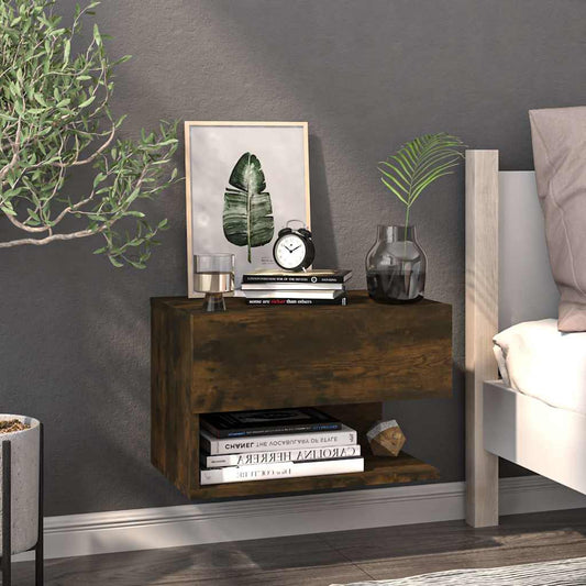 816946 vidaXL Wall-mounted Bedside Cabinet Smoked Oak