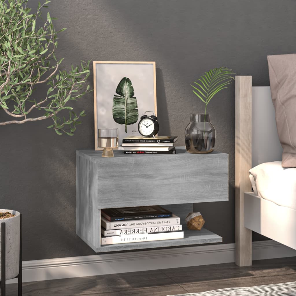 Wall-mounted Bedside Cabinets 2 pcs Grey Sonoma