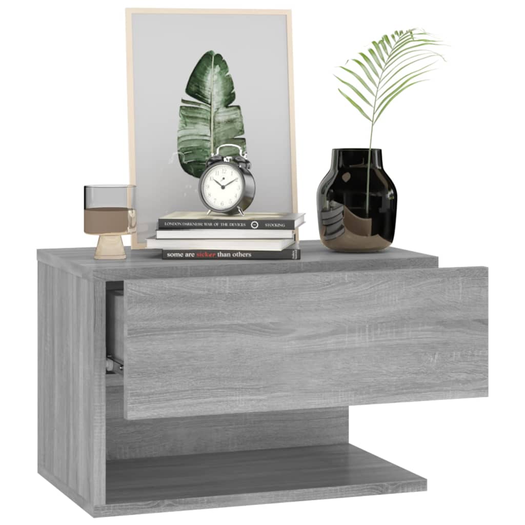 Wall-mounted Bedside Cabinets 2 pcs Grey Sonoma