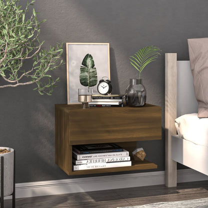 Wall-mounted Bedside Cabinet Brown Oak