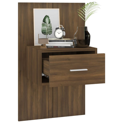 Wall-mounted Bedside Cabinet Brown Oak