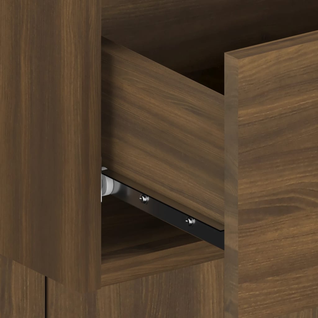 Wall-mounted Bedside Cabinet Brown Oak