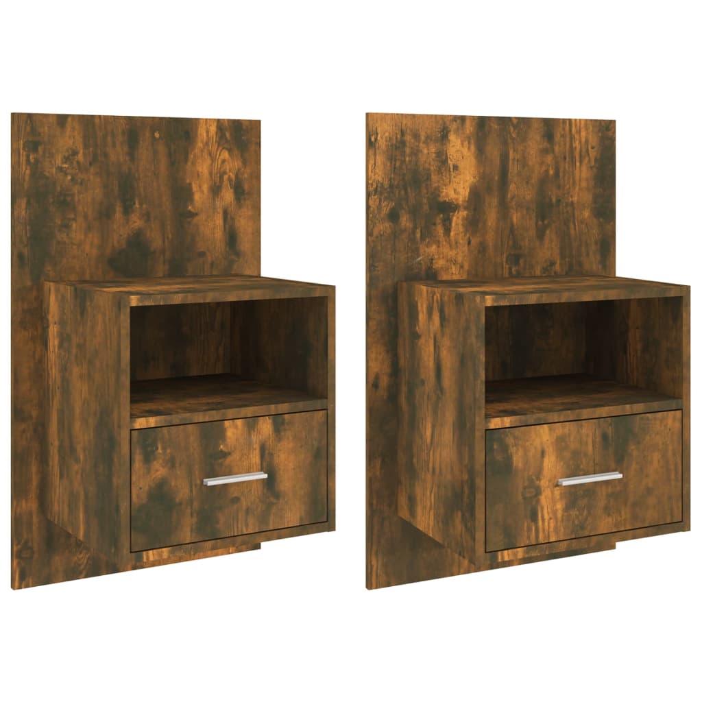 Wall-mounted Bedside Cabinets 2 pcs Smoked Oak