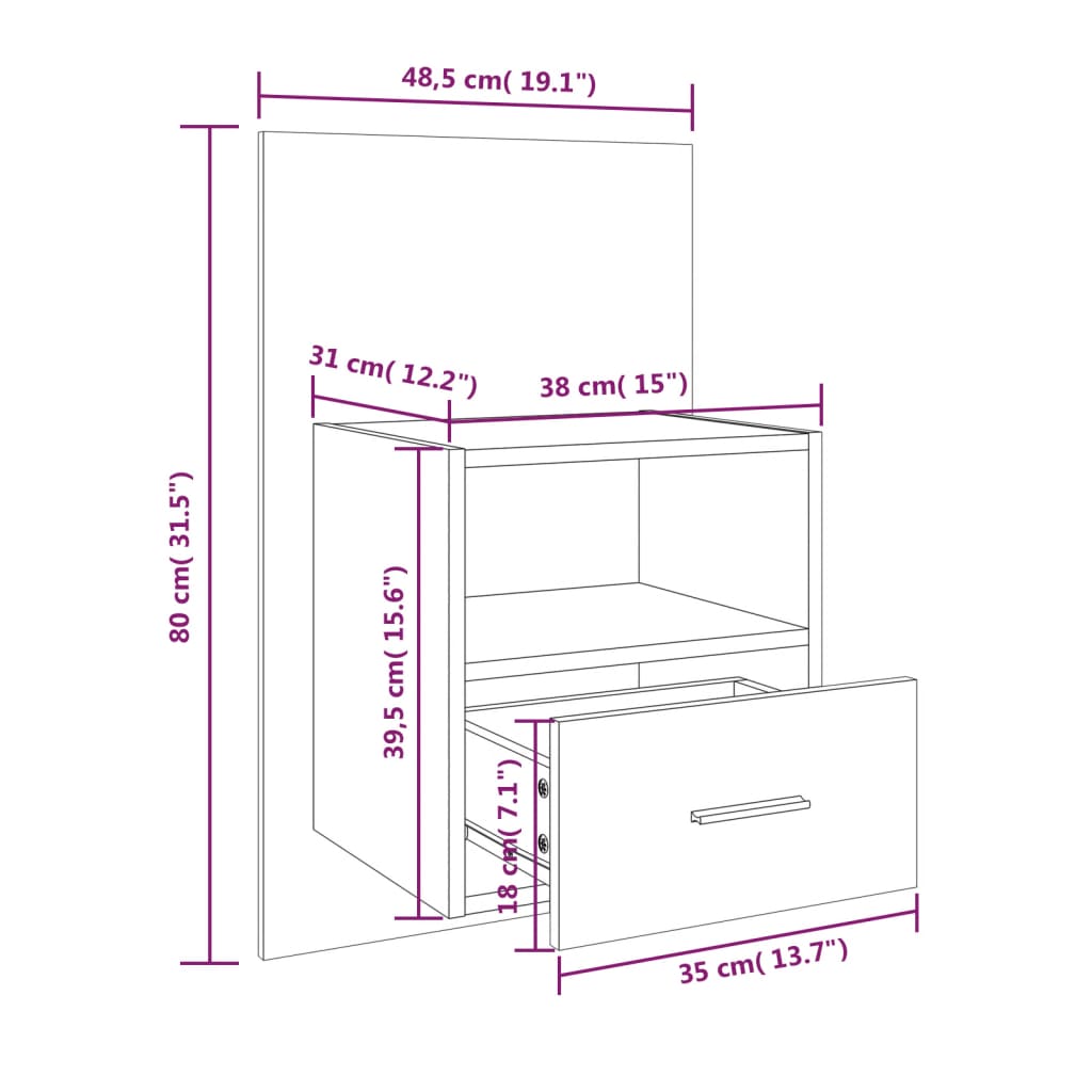 Wall-mounted Bedside Cabinets 2 pcs Smoked Oak