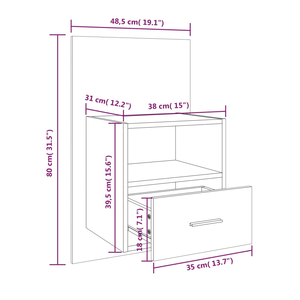 Wall-mounted Bedside Cabinets 2 pcs Grey Sonoma