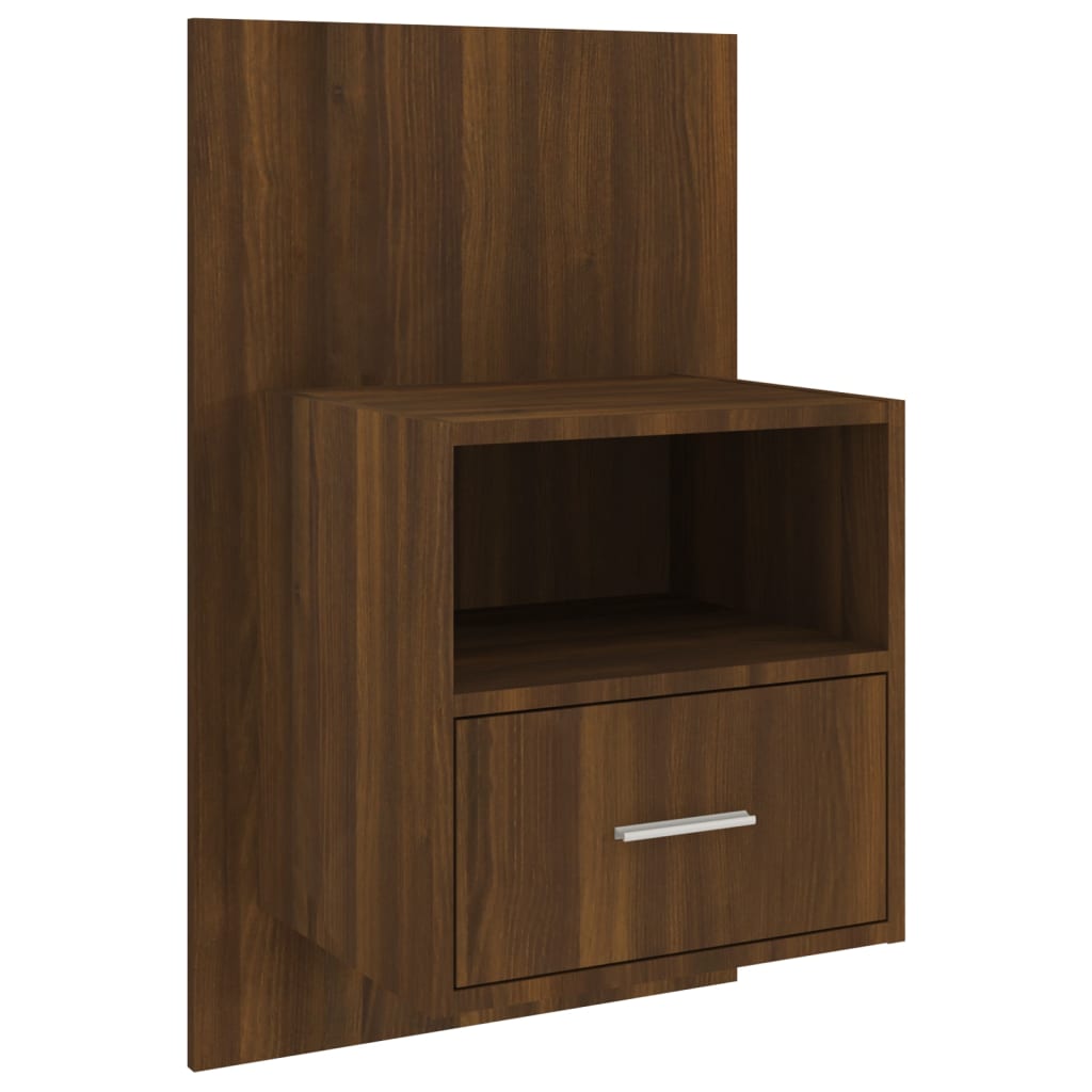 Wall-mounted Bedside Cabinet Brown Oak