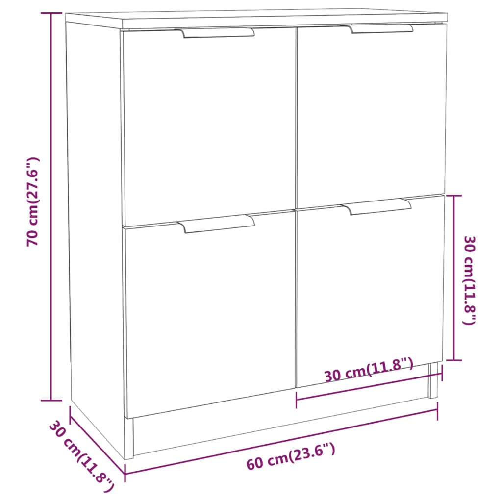 Sideboard Grey Sonoma 60x30x70 cm Engineered Wood