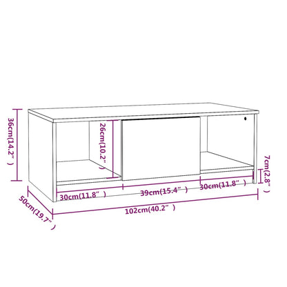 Coffee Table Grey Sonoma 102x50x36 cm Engineered Wood