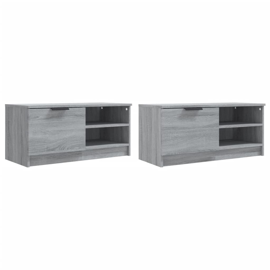 2 Piece TV Cabinet Set Grey Sonoma 80x35x36,5 cm Engineered Wood