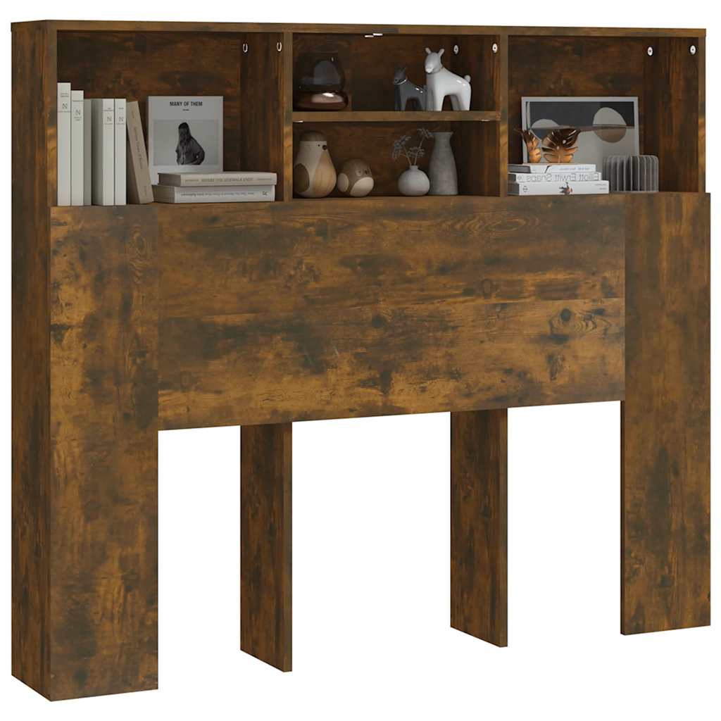 Headboard Cabinet Smoked Oak 120x19x103.5 cm
