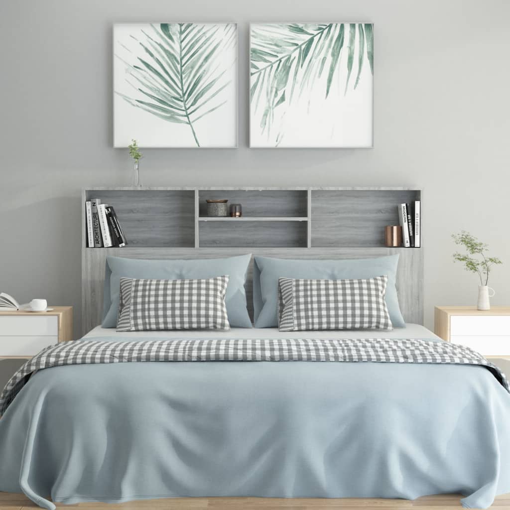 Headboard Cabinet Grey Sonoma 160x19x103.5 cm