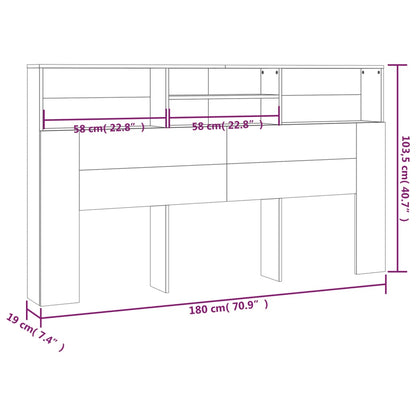 Headboard Cabinet Smoked oak 180x19x103.5 cm