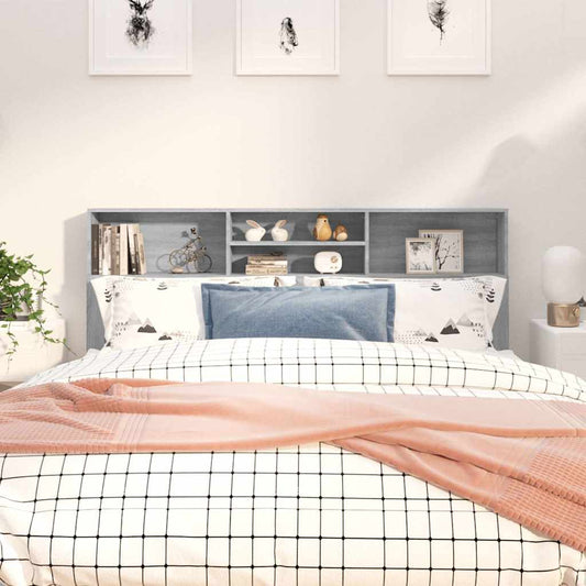 Headboard Cabinet | Grey sonoma | Engineered wood | Large