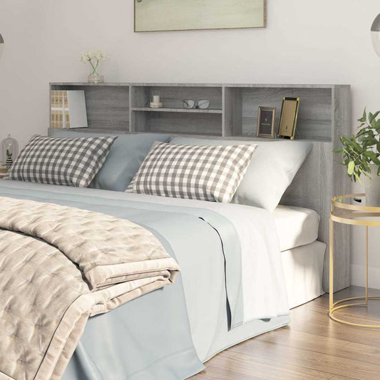 Headboard Cabinet | Grey Sonoma | Engineered wood | 200x19x103.5 cm