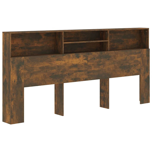 Headboard Cabinet Smoked Oak 220x19x101.5 cm