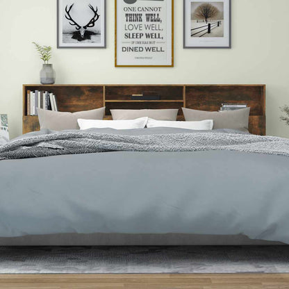 Headboard Cabinet Smoked Oak 220x19x103.5 cm