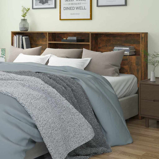 Headboard Cabinet Smoked Oak 220x19x101.5 cm