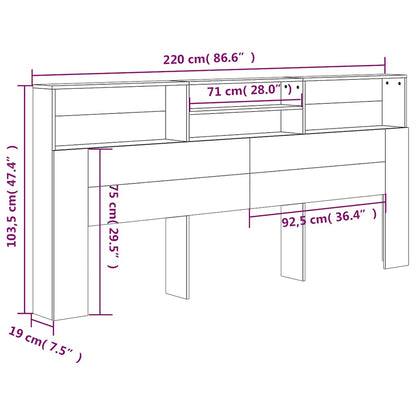 Headboard Cabinet Grey Sonoma 220x19x103.5 cm