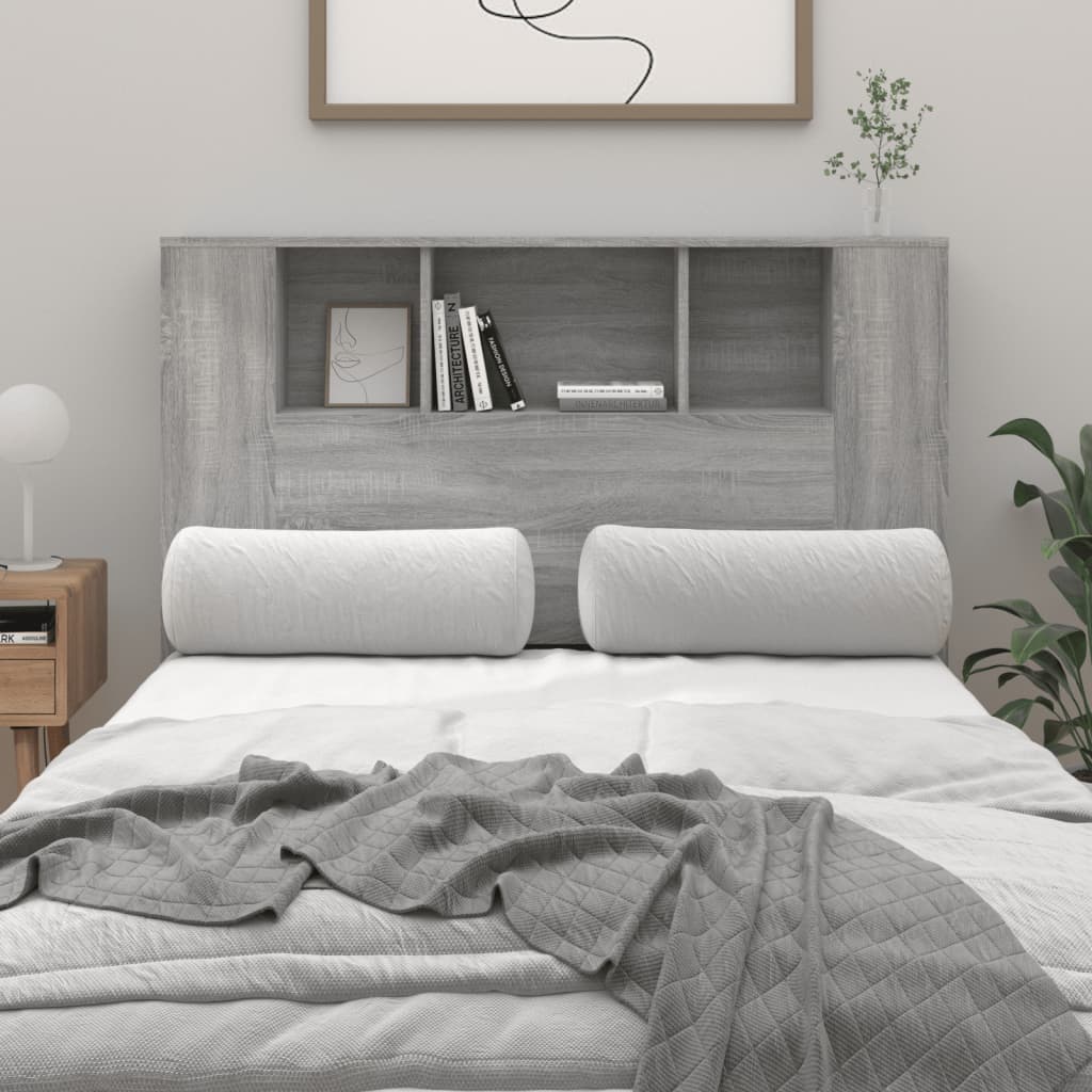 Headboard Cabinet | Grey sonoma | Engineered wood | 120 cm