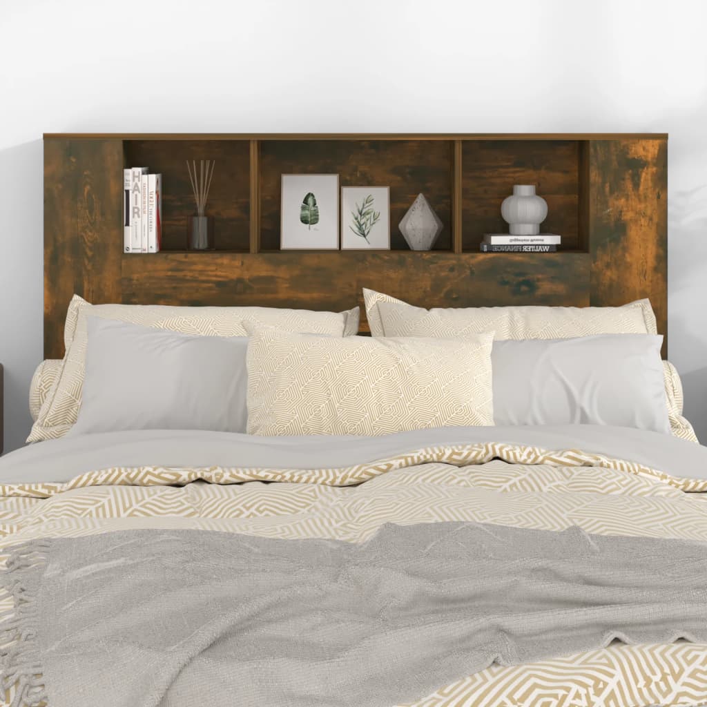 Headboard Cabinet | Smoked oak | Engineered wood | 140x18.5x104.5 cm