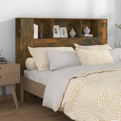 Headboard Cabinet | Smoked oak | Engineered wood | 140x18.5x104.5 cm