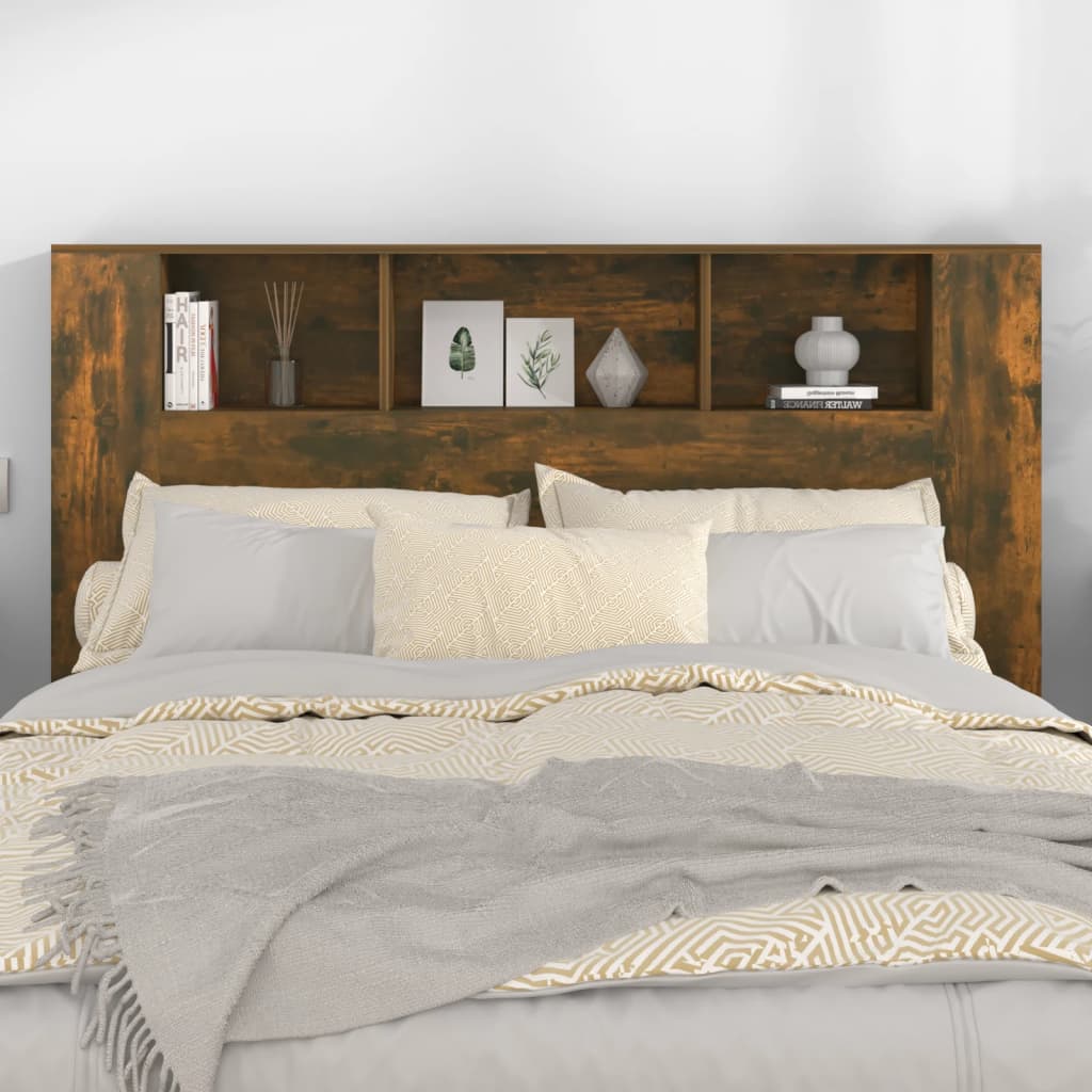 Headboard Cabinet | Smoked Oak | Engineered Wood | 160x18.5x104.5 cm