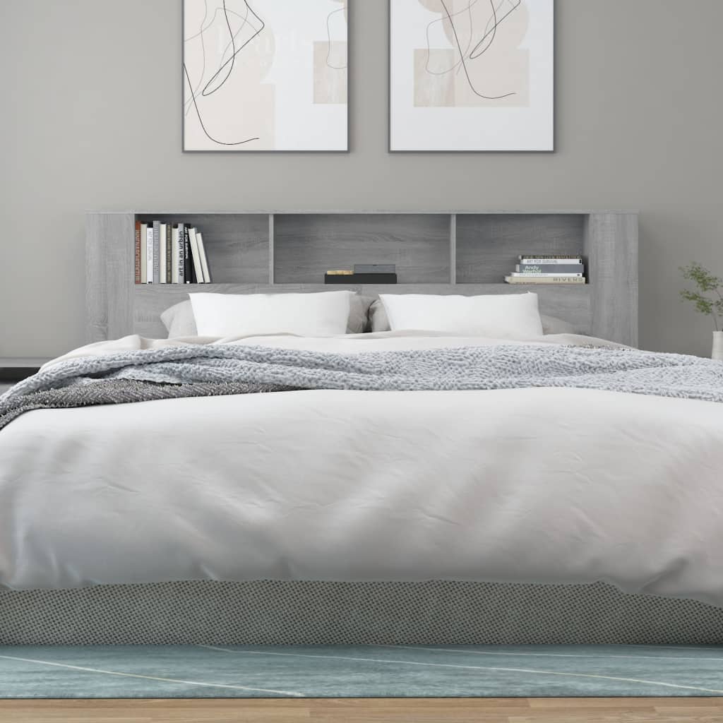 Headboard Cabinet | Grey Sonoma | Engineered Wood | 200x18.5x104.5