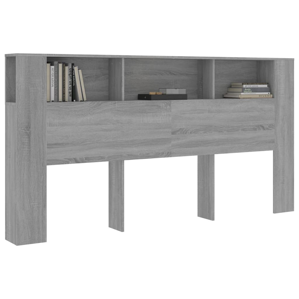 Headboard Cabinet | Grey Sonoma | Engineered Wood | 200x18.5x104.5