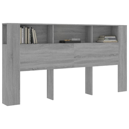 Headboard Cabinet | Grey Sonoma | Engineered Wood | 200x18.5x104.5