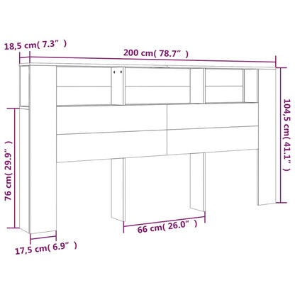 Headboard Cabinet | Grey Sonoma | Engineered Wood | 200x18.5x104.5
