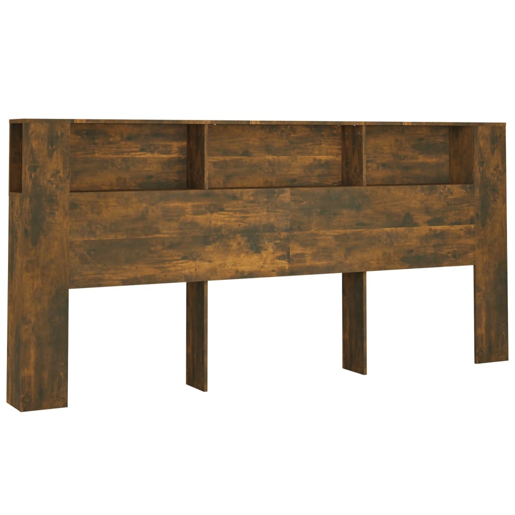 Headboard Cabinet | Smoked oak | Engineered wood | 220x18.5x104.5 cm