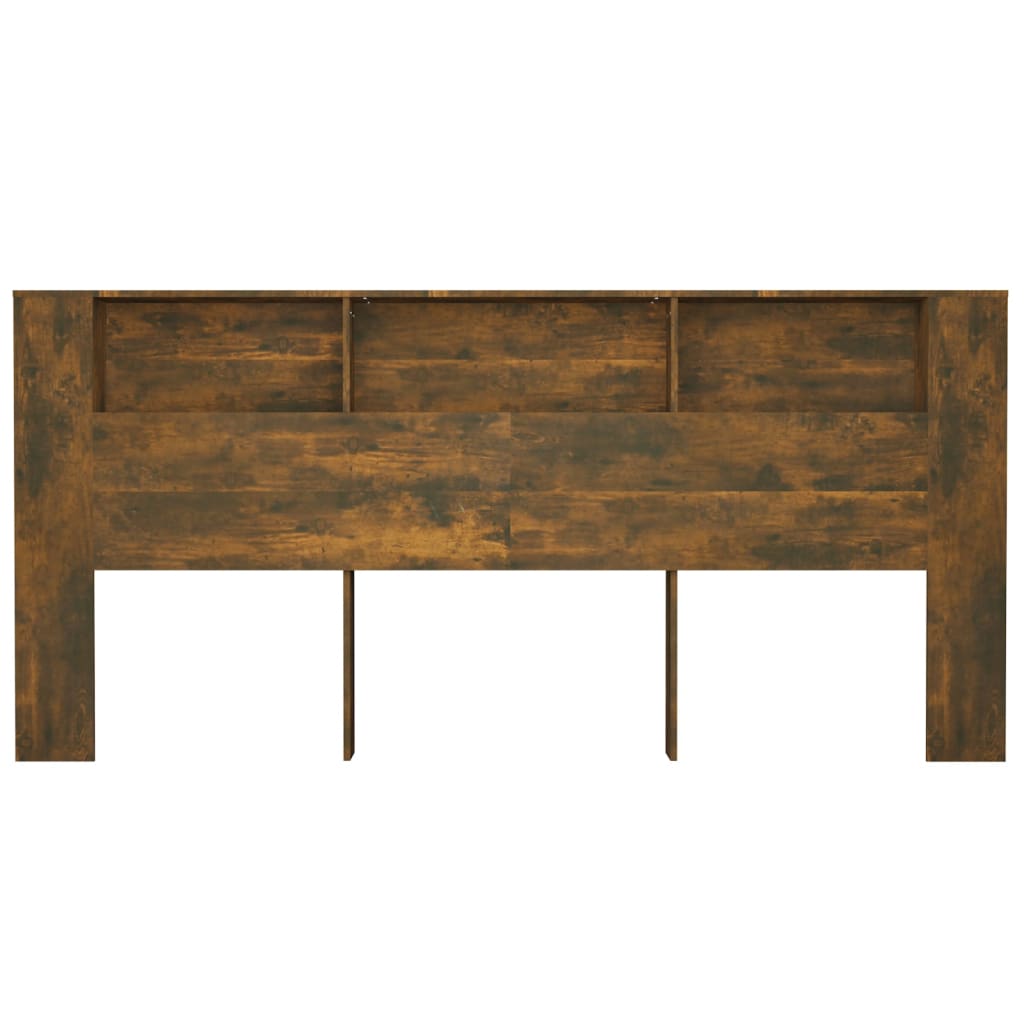 Headboard Cabinet | Smoked oak | Engineered wood | 220x18.5x104.5 cm