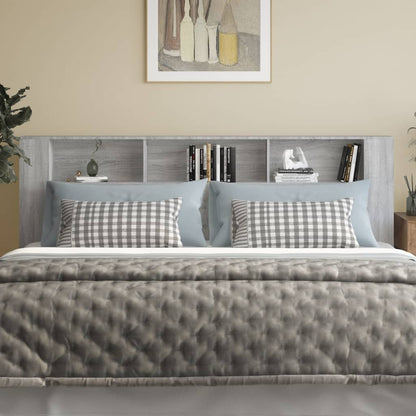 Headboard Cabinet | Grey sonoma | Engineered wood | Large
