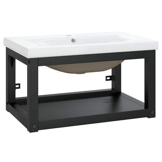 Washbasin Frame With Basin | Black frame, White basin