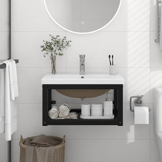 Washbasin Frame With Basin | Black frame, White basin